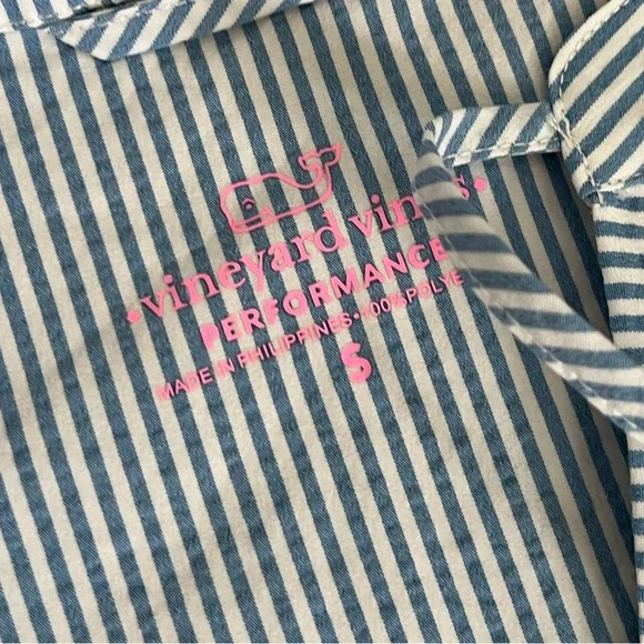 Vineyard Vines dress performance ruffle sleeve shift blue and white stripes - Picture 8 of 12